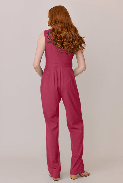 Blake Crepe Jumpsuit | Berry