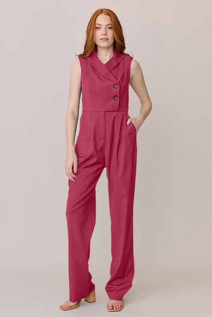 Blake Crepe Jumpsuit | Made To Order - Berry