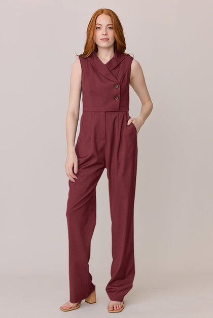 Blake Crepe Jumpsuit | Made To Order - Cabernet