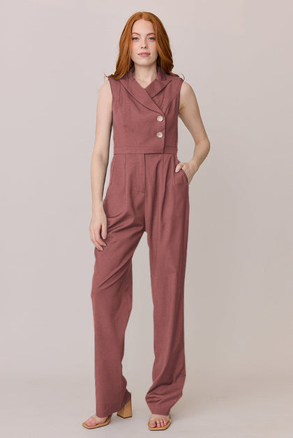 Blake Crepe Jumpsuit | Made To Order - Dusty Rose