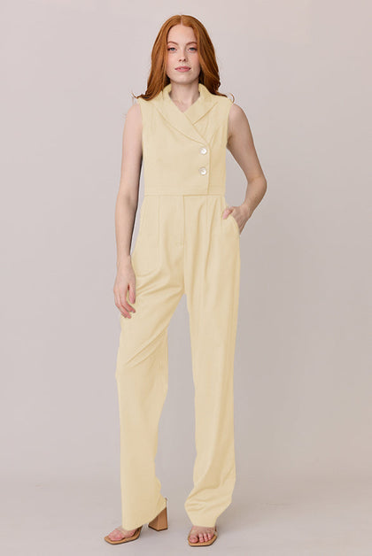 Blake Crepe Jumpsuit | Made To Order - Pale Yellow