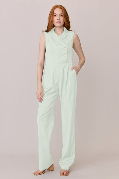 Blake Crepe Jumpsuit | Made To Order - Pistachio