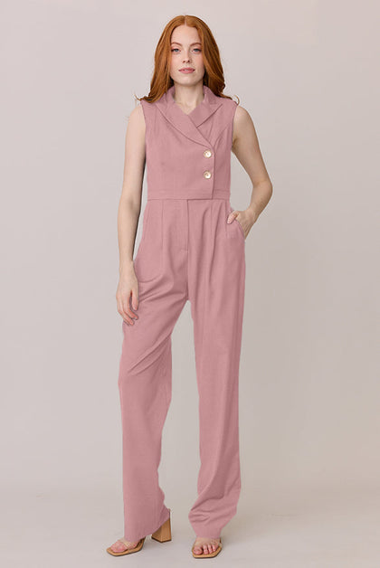 Blake Crepe Jumpsuit | Made To Order - Rose Quartz