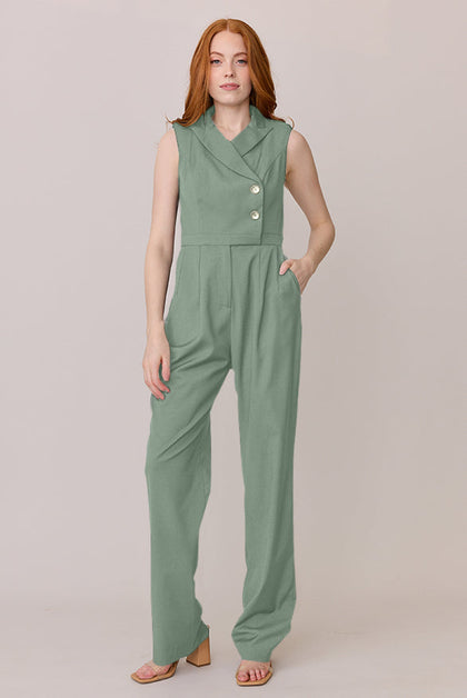 Blake Crepe Jumpsuit | Made To Order - Sage