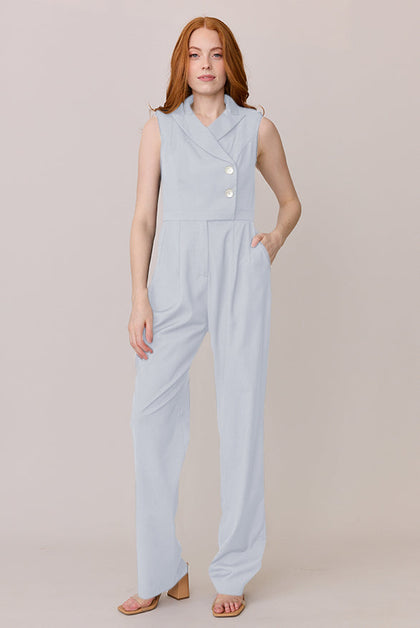 Blake Crepe Jumpsuit | Made To Order - Sky Blue