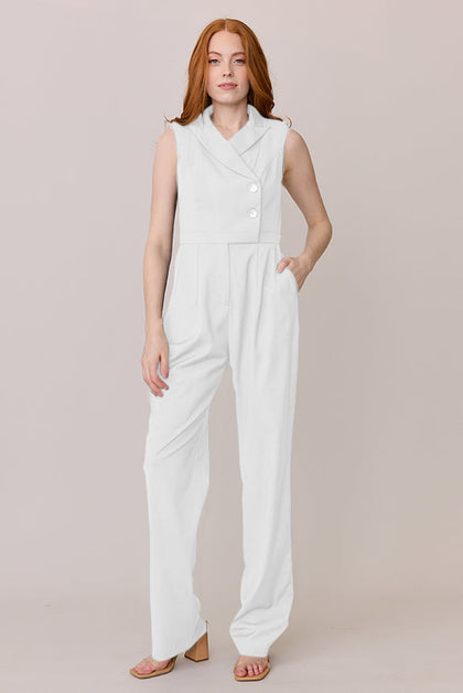 Blake Crepe Jumpsuit | Made To Order - White Pearl