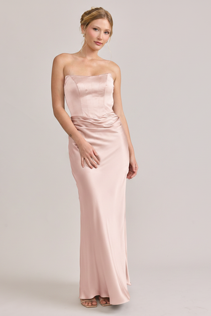 Blythe Satin Dress | Made To Order | Blush