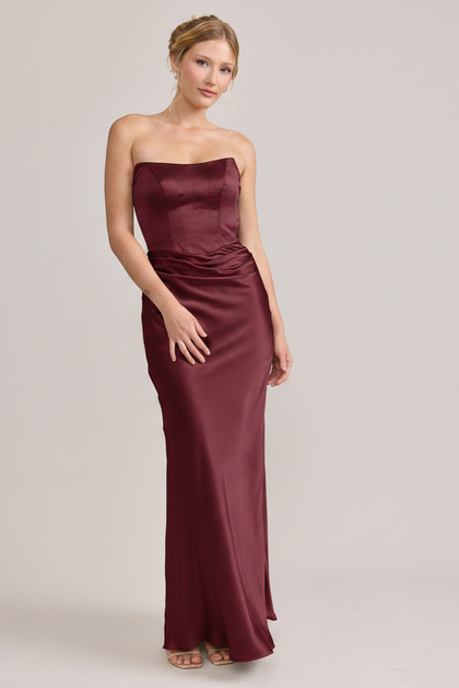 Blythe Satin Dress | Made To Order | Cabernet