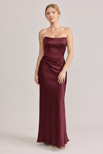 Blythe Satin Dress | Made To Order | Cabernet