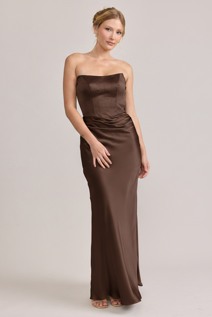 Blythe Satin Dress | Made To Order | Espresso