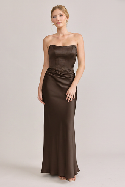 Blythe Satin Dress | Made To Order | Espresso