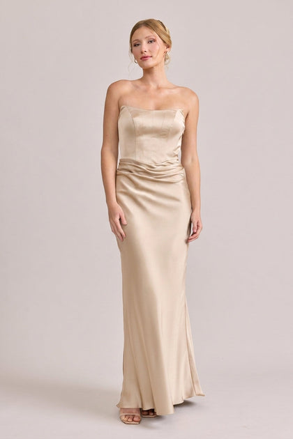 Blythe Satin Dress | Gold Champagne