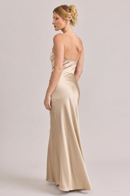 Blythe Satin Dress | Gold Champagne