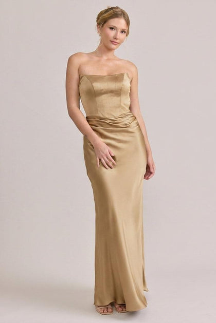 Blythe Satin Dress | Made To Order | Honey Beige