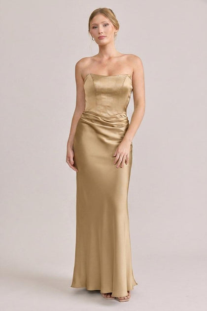 Blythe Satin Dress | Made To Order | Honey Beige