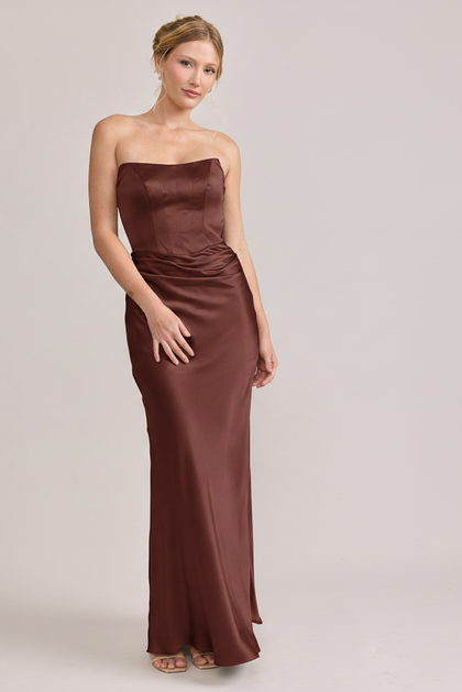 Blythe Satin Dress | Made To Order | Mahogany