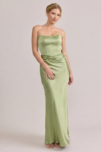 Blythe Satin Dress | Made To Order | Matcha