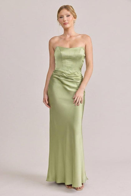 Blythe Satin Dress | Made To Order | Matcha
