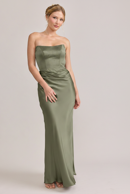 Blythe Satin Dress | Made To Order | Moss
