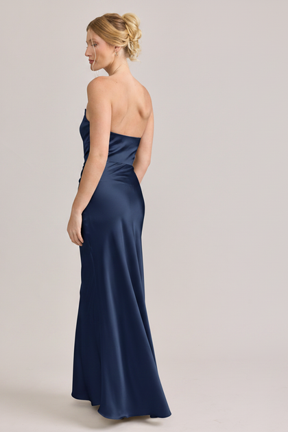 Blythe Satin Dress | Made To Order | Navy Blue