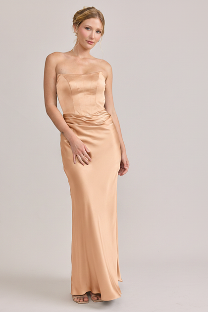 Blythe Satin Dress | Made To Order | Peach