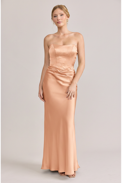 Blythe Satin Dress | Made To Order | Peach