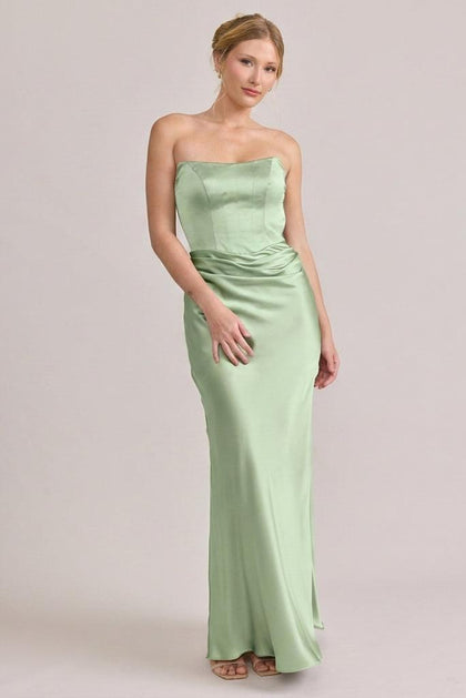 Blythe Satin Dress | Made To Order | Pistachio