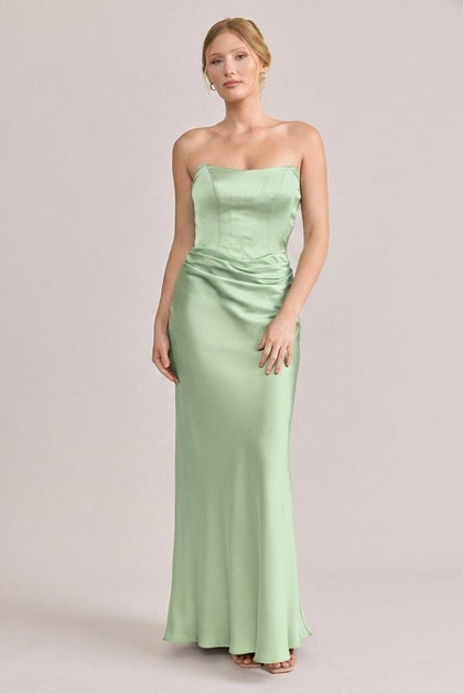 Blythe Satin Dress | Made To Order | Pistachio
