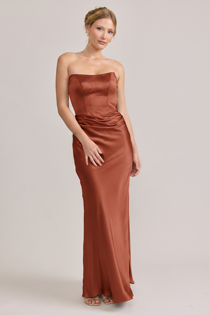 Blythe Satin Dress | Made To Order | Rust