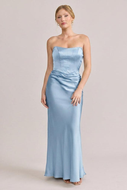 Blythe Satin Dress | Made To Order | Sky Blue