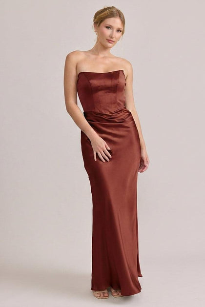 Blythe Satin Dress | Made To Order | Terracotta Rust