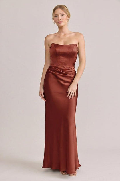 Blythe Satin Dress | Made To Order | Rust