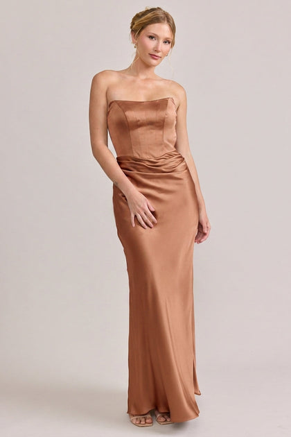 Blythe Satin Dress | Made To Order | Toffee