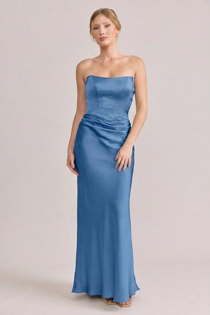 Blythe Satin Dress | Made To Order | True Blue