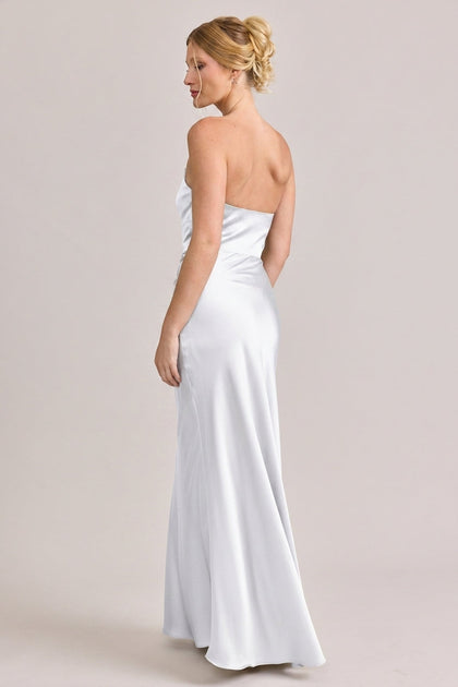 Blythe Satin Dress | Made To Order | White Pearl