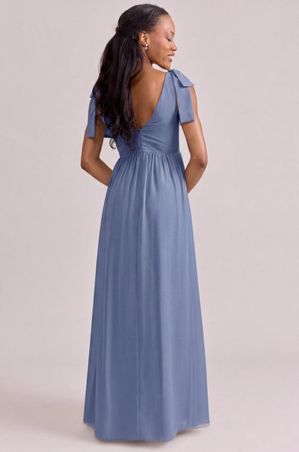 Bowie Chiffon Dress | Made To Order | Dusty Blue