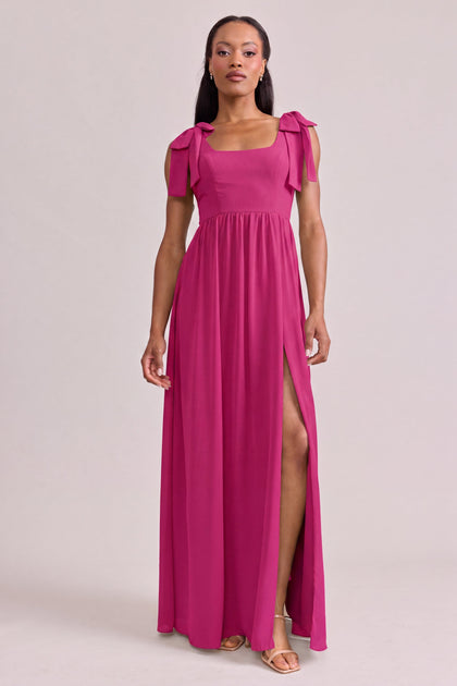 Bowie Chiffon Dress | Made To Order | Hot Pink