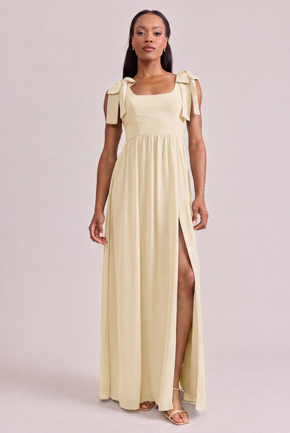 Bowie Chiffon Dress | Made To Order | Pale Yellow