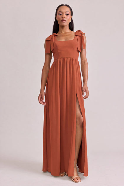 Bowie Chiffon Dress | Made To Order | Rust Orange