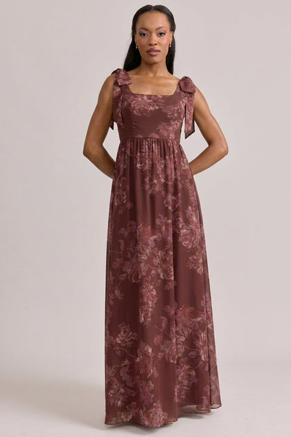 Bowie Chiffon Floral Print Dress | Made To Order | Mahogany Blooms