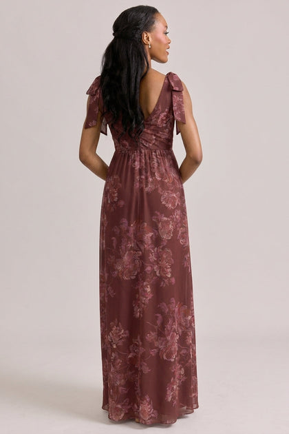 Bowie Chiffon Floral Print Dress | Made To Order | Mahogany Blooms