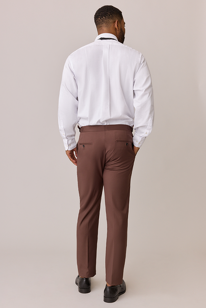 Pictured: Black Bowtie with Espresso Suit Pants