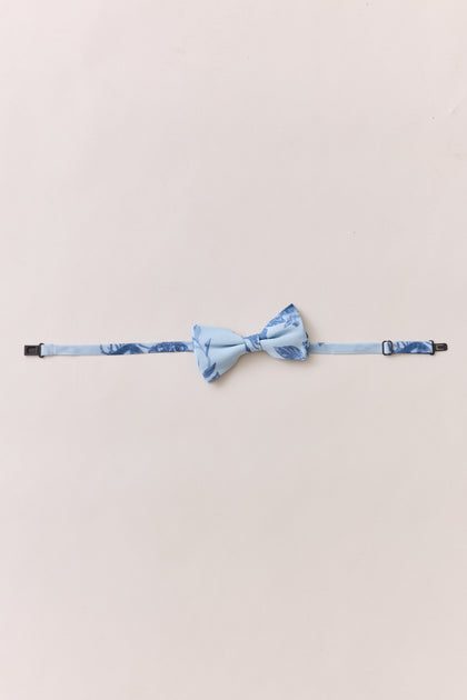 Chiffon Floral Print Bowtie | Made To Order | Sky Blue Garden