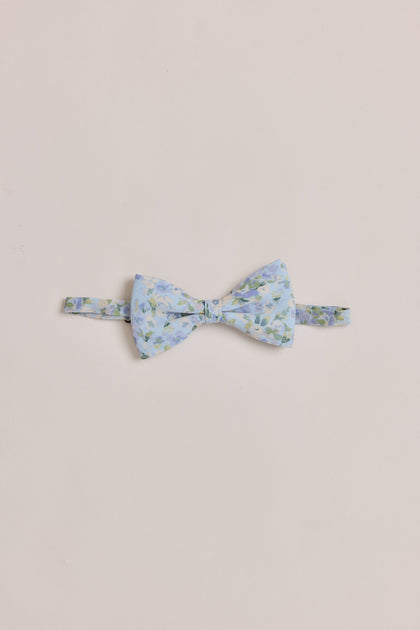 Chiffon Floral Print Bowtie | Made To Order | Sky Blue Multi Posey