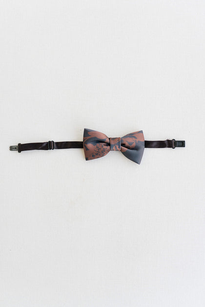 Satin Floral Print Bowtie | Made To Order | Mahogany Bouquet