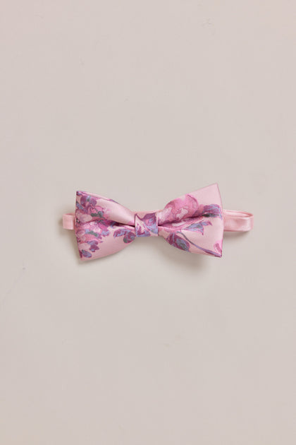 Satin Floral Print Bowtie | Made To Order | Perfect Pink Blossom