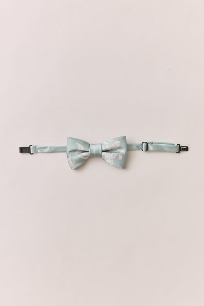 Satin Floral Print Bowtie | Made To Order | Sage and Champagne Bouquet