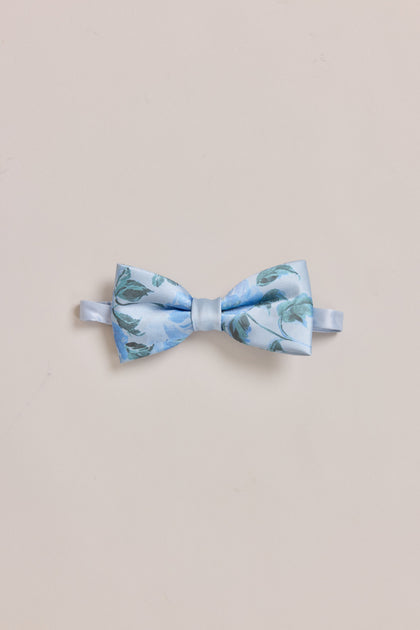 Satin Floral Print Bowtie | Made To Order | Sky Blue Blossom