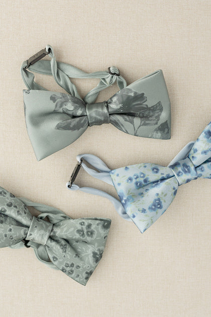 Satin Floral Print Bowtie | Made To Order | Sage Bouquet