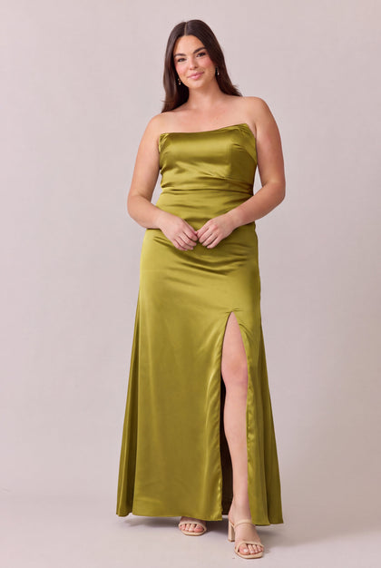 Briar Satin Dress | Made To Order | Chartreuse
